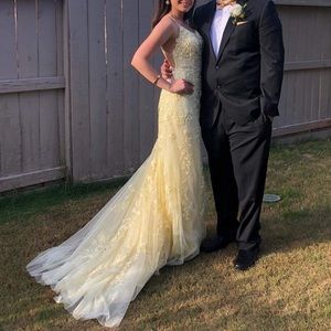 Sherri hill 52338 light yellow prom dress